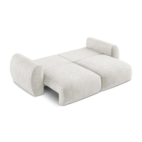 Canapé 3 Places Convertible Kini En Tissu Chenille Beige Clair