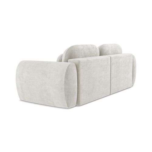 Canapé 3 Places Convertible Kini En Tissu Chenille Beige Clair