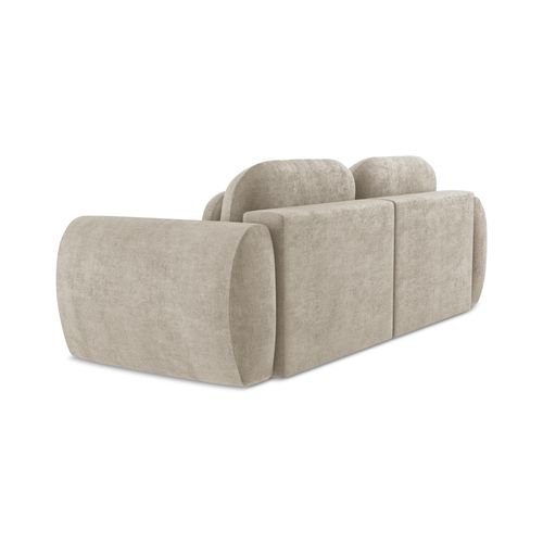 Canapé 3 Places Convertible Kini En Tissu Chenille Beige Foncé