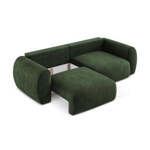 Canapé 3 Places Convertible Kini En Tissu Chenille Vert