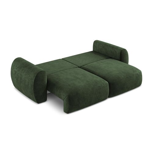 Canapé 3 Places Convertible Kini En Tissu Chenille Vert