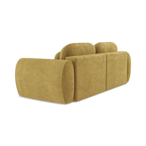 Canapé 3 Places Convertible Kini En Tissu Chenille Moutarde
