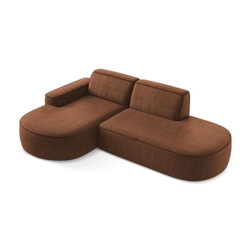 Canapé D'angle 3 Places Modulaire Gauche Omao En Tissu Texturé Terre Cuite