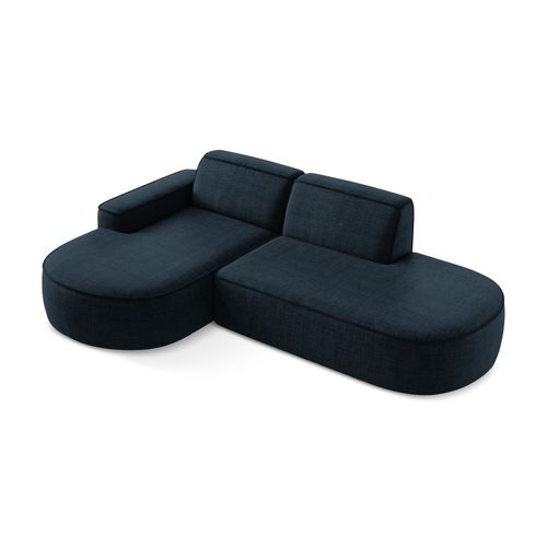 Canapé D'angle 3 Places Modulaire Gauche Omao En Tissu Texturé Bleu Royal