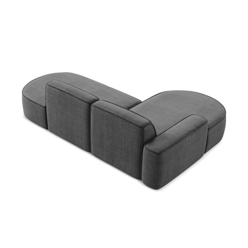 Canapé D'angle 3 Places Modulaire Gauche Omao En Tissu Texturé Gris Foncé