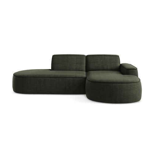 Canapé D'angle 3 Places Modulaire Droit Omao En Tissu Texturé Olive