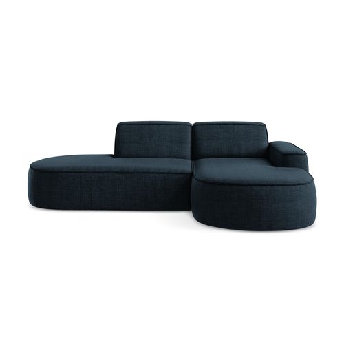 Canapé D'angle 3 Places Modulaire Droit Omao En Tissu Texturé Bleu Royal