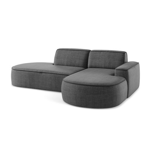 Canapé D'angle 3 Places Modulaire Droit Omao En Tissu Texturé Gris Foncé