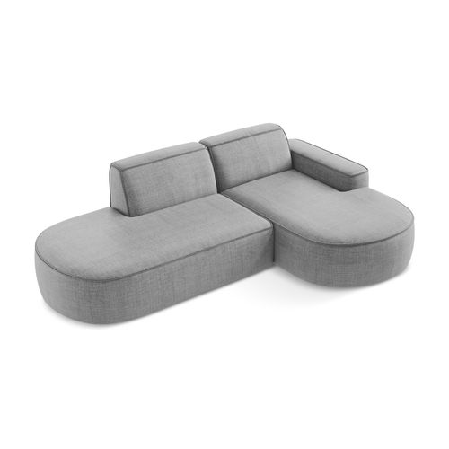 Canapé D'angle 3 Places Modulaire Droit Omao En Tissu Texturé Gris Clair