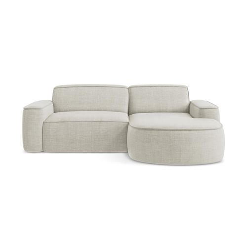 Canapé D'angle 2,5 Places Modulaire Droit Omao En Tissu Texturé Beige Clair