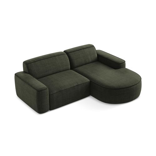 Canapé D'angle 2,5 Places Modulaire Droit Omao En Tissu Texturé Olive