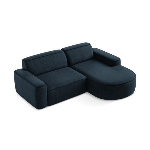 Canapé D'angle 2,5 Places Modulaire Droit Omao En Tissu Texturé Bleu Royal