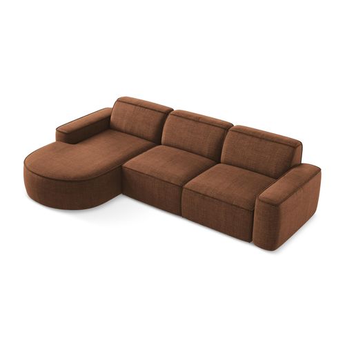 Canapé D'angle 3 Places Modulaire Gauche Omao En Tissu Texturé Terre Cuite