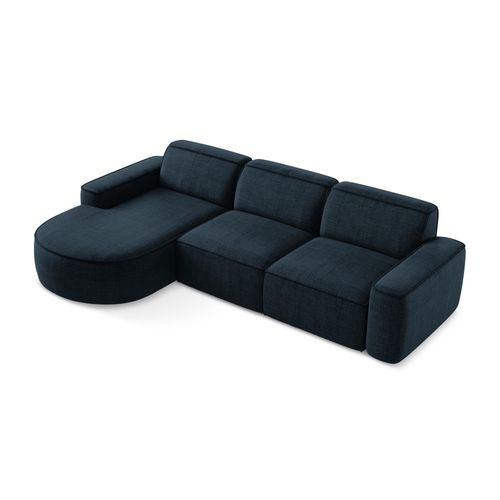 Canapé D'angle 3 Places Modulaire Gauche Omao En Tissu Texturé Bleu Royal