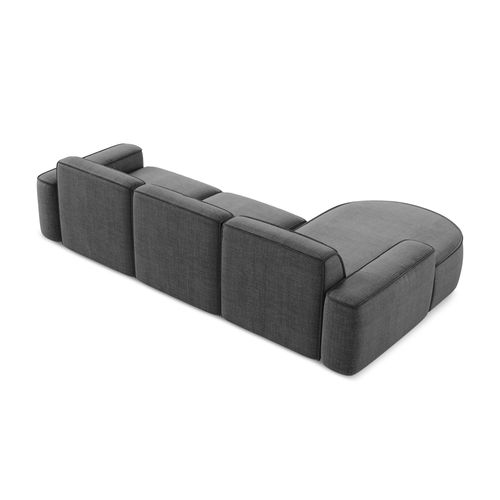 Canapé D'angle 3 Places Modulaire Gauche Omao En Tissu Texturé Gris Foncé