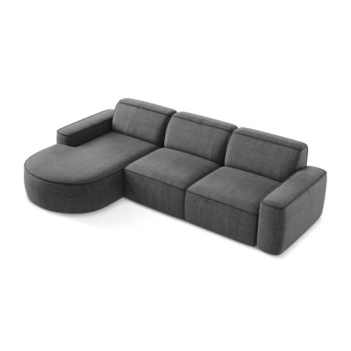 Canapé D'angle 3 Places Modulaire Gauche Omao En Tissu Texturé Gris Foncé