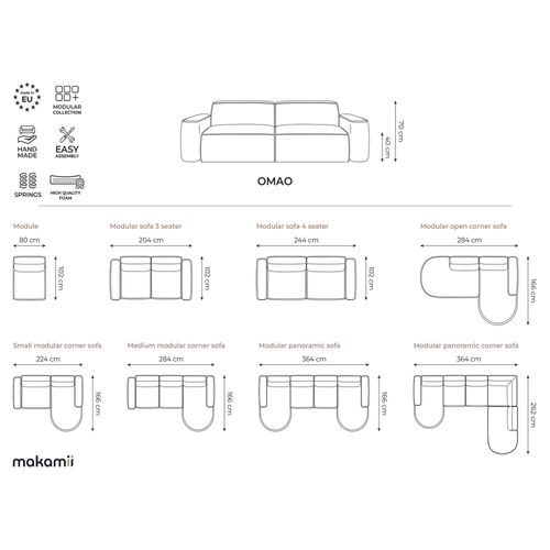 Canapé D'angle 3 Places Modulaire Gauche Omao En Tissu Texturé Gris Foncé