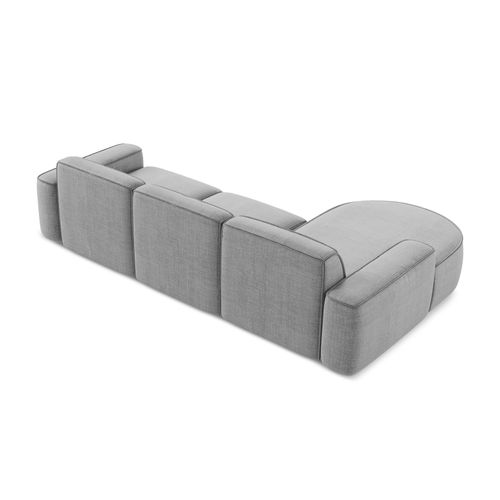 Canapé D'angle 3 Places Modulaire Gauche Omao En Tissu Texturé Gris Clair