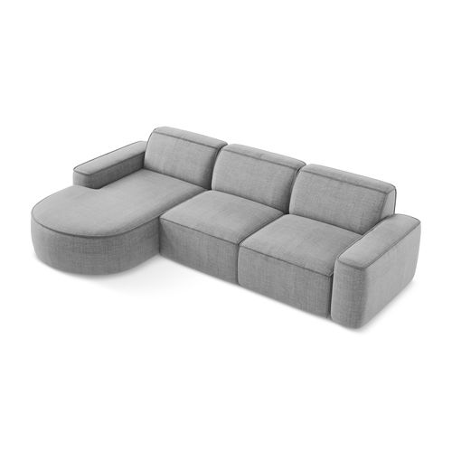 Canapé D'angle 3 Places Modulaire Gauche Omao En Tissu Texturé Gris Clair