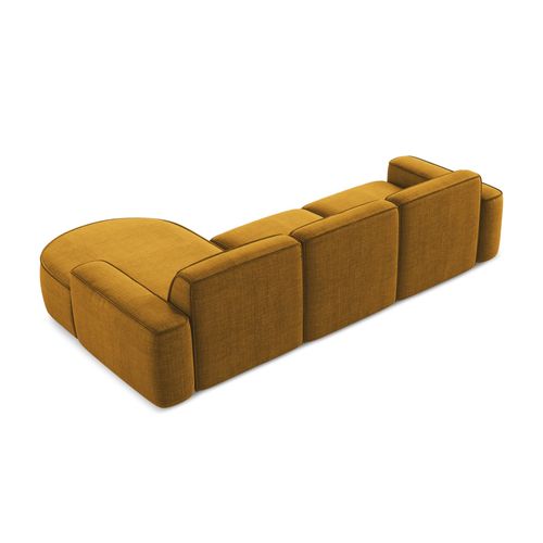 Canapé D'angle 3 Places Modulaire Droit Omao En Tissu Texturé Moutarde