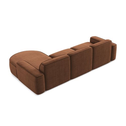 Canapé D'angle 3 Places Modulaire Droit Omao En Tissu Texturé Terre Cuite