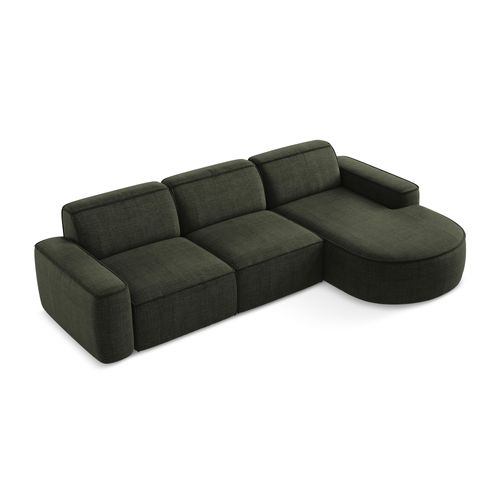 Canapé D'angle 3 Places Modulaire Droit Omao En Tissu Texturé Olive