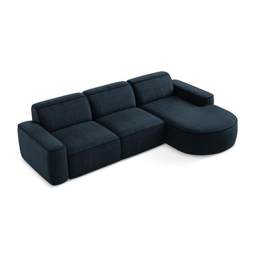 Canapé D'angle 3 Places Modulaire Droit Omao En Tissu Texturé Bleu Royal