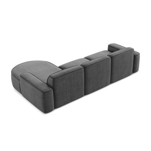 Canapé D'angle 3 Places Modulaire Droit Omao En Tissu Texturé Gris Foncé