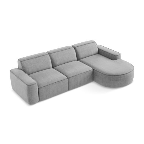 Canapé D'angle 3 Places Modulaire Droit Omao En Tissu Texturé Gris Clair
