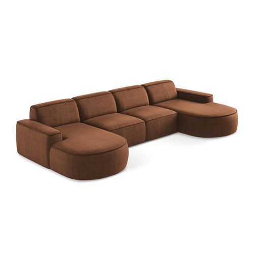 Canapé Panoramique 4 Places Modulaire Gauche Omao En Tissu Texturé Terre Cuite