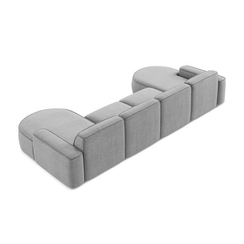Canapé Panoramique 4 Places Modulaire Gauche Omao En Tissu Texturé Gris Clair