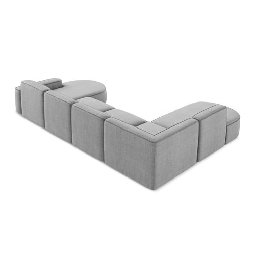 Canapé Panoramique 4 Places Modulaire Droit Omao En Tissu Texturé Gris Clair