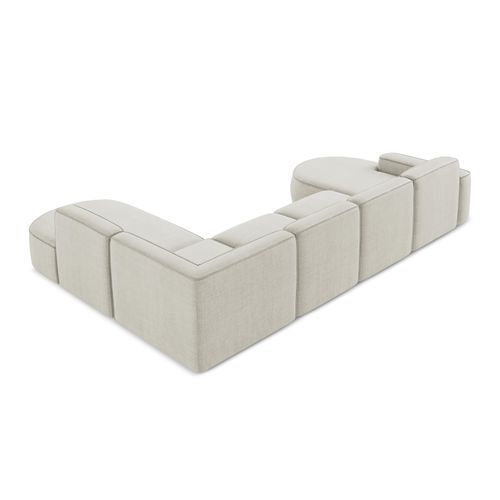 Canapé Panoramique 5 Places Modulaire Omao En Tissu Texturé Beige Clair