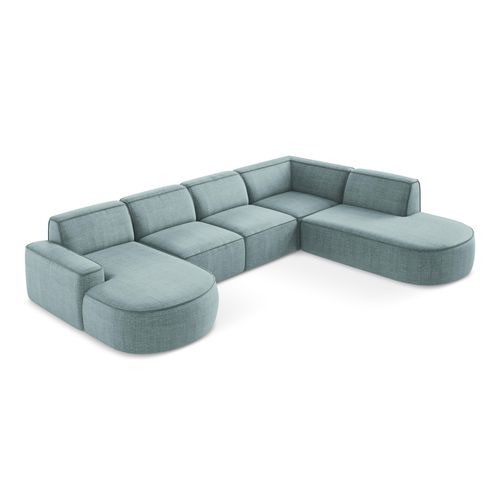 Canapé Panoramique 5 Places Modulaire Omao En Tissu Texturé Jeans