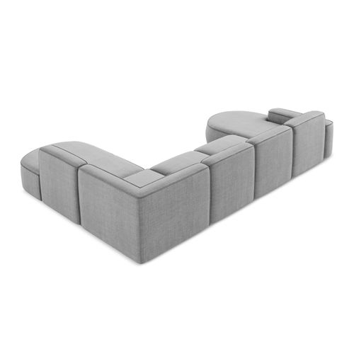 Canapé Panoramique 5 Places Modulaire Omao En Tissu Texturé Gris Clair