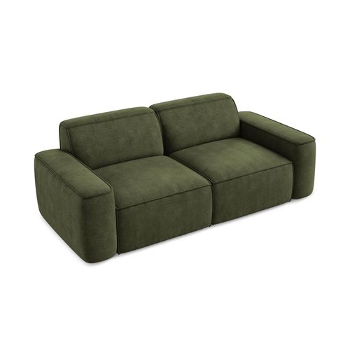 Canapé Modulable 3 Places Omao En Tissu Chenille Olive