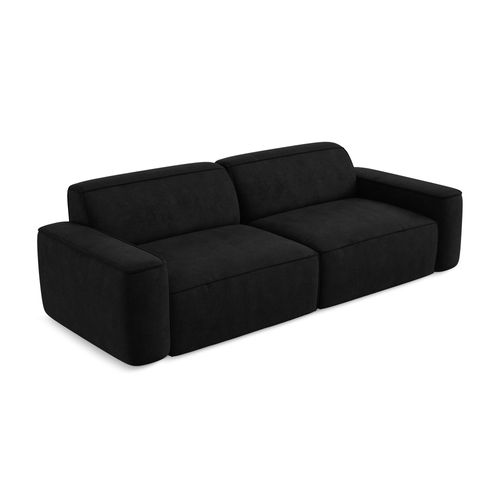 Canapé Modulable 4 Places Omao En Tissu Chenille Noir