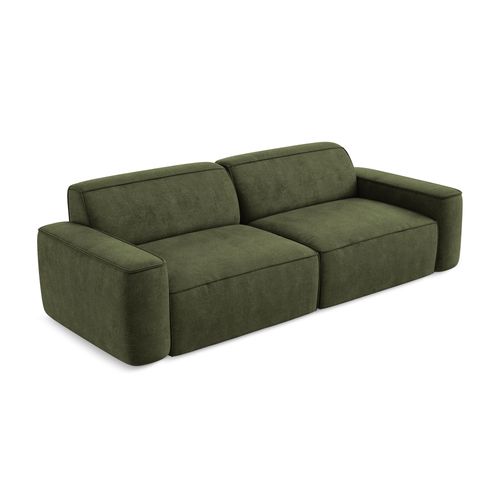 Canapé Modulable 4 Places Omao En Tissu Chenille Olive