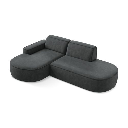 Canapé D'angle 3 Places Modulaire Gauche Omao En Tissu Chenille Gris Foncé