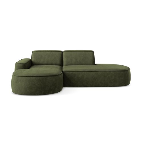 Canapé D'angle 3 Places Modulaire Gauche Omao En Tissu Chenille Olive