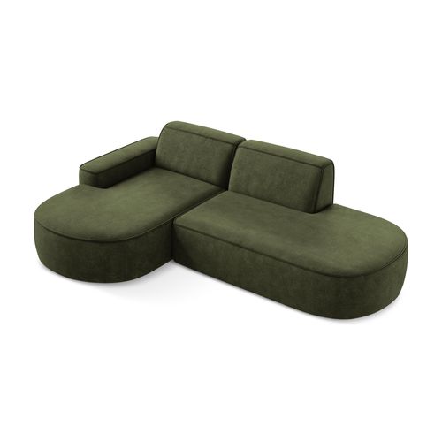 Canapé D'angle 3 Places Modulaire Gauche Omao En Tissu Chenille Olive