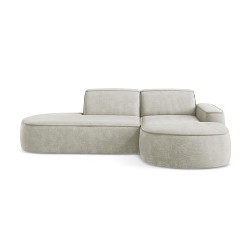 Canapé D'angle 3 Places Modulaire Droit Omao En Tissu Chenille Perle