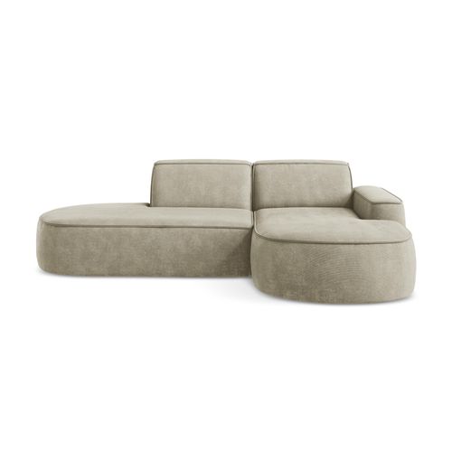 Canapé D'angle 3 Places Modulaire Droit Omao En Tissu Chenille Beige