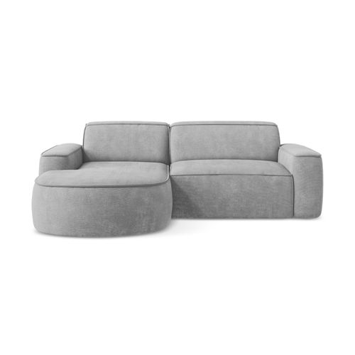 Canapé D'angle 2,5 Places Modulaire Gauche Omao En Tissu Chenille Gris Clair