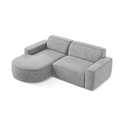 Canapé D'angle 2,5 Places Modulaire Gauche Omao En Tissu Chenille Gris Clair