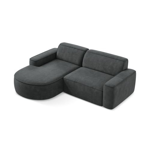 Canapé D'angle 2,5 Places Modulaire Gauche Omao En Tissu Chenille Gris Foncé