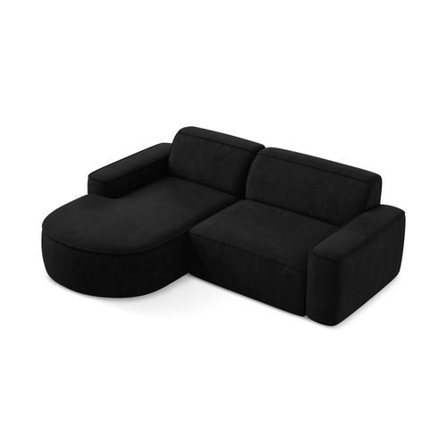 Canapé D'angle 2,5 Places Modulaire Gauche Omao En Tissu Chenille Noir