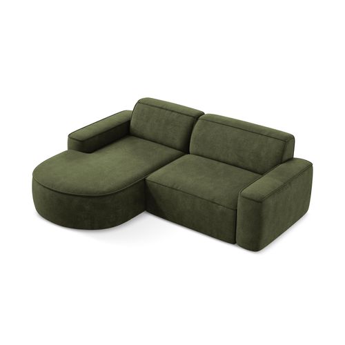 Canapé D'angle 2,5 Places Modulaire Gauche Omao En Tissu Chenille Olive