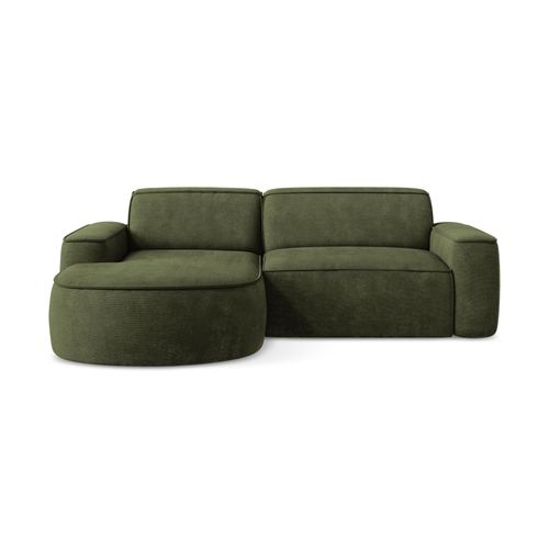 Canapé D'angle 2,5 Places Modulaire Gauche Omao En Tissu Chenille Olive