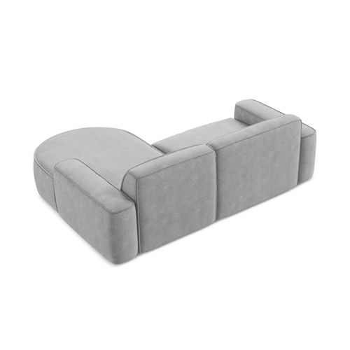 Canapé D'angle 2,5 Places Modulaire Droit Omao En Tissu Chenille Gris Clair